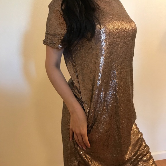 •LAST ONE• Bronze Sequin Shift Dress With Pockets - Picture 6 of 8